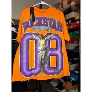 NWT M - Men's Rockstar 08 Jesus Short Sleeve (Orange/Purp)